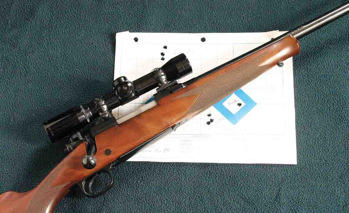 Winchester claimed the barrels of the original Featherweight Model 70s were free-floated, but in reality they were only slightly loose in the forend channel, which often caused accuracy problems. Winchester really free-floated the barrels of post-1964 model 70s, like this Featherweight Classic 7mm-08 Remington, which improved accuracy considerably.